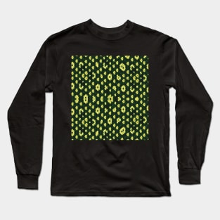 Yellow Flower on a green background pattern Long Sleeve T-Shirt